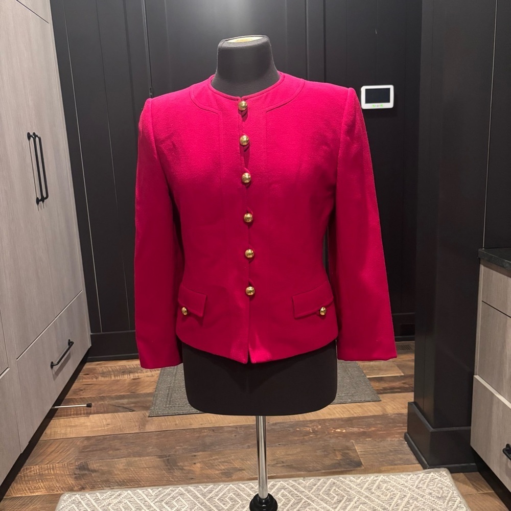 Vintage Herbert Grossman Hot Pink Wool Blazer-made in the USA